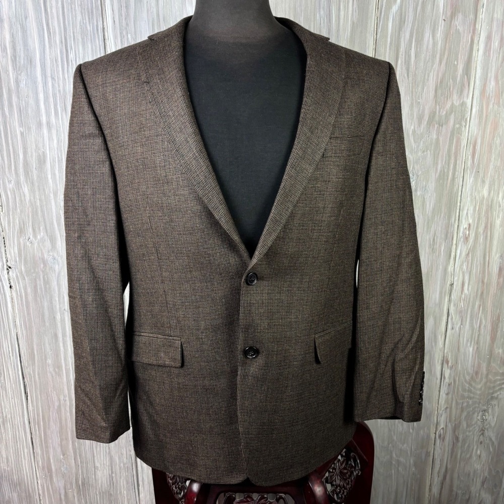 Ralph Lauren Mens 44R Brown Houndstooth Check Wool Blazer Sport Coat Jacket LRL